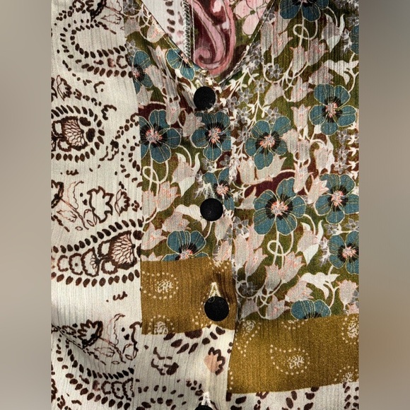 Zara Patchwork Paisley Shirtdress Women M Boho Hippie‎ Cowgirl Western Country - Picture 6 of 10